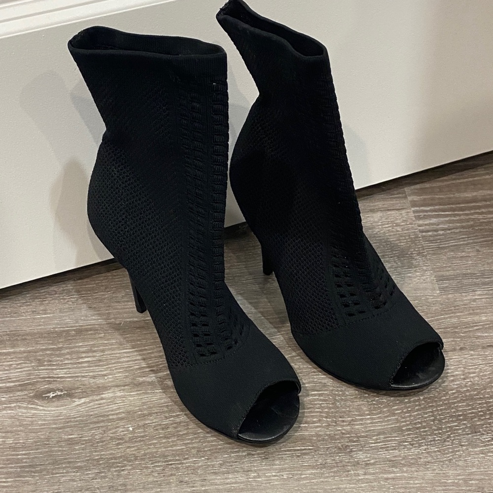 Charles By Charles David Black Peep-Toe Heeled Boots